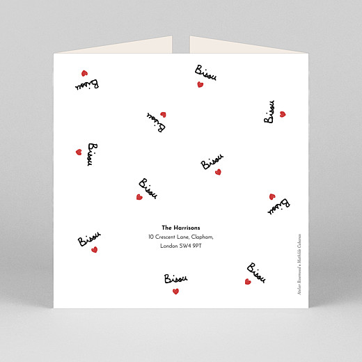 Baby Thank You Cards Bisou by Mathilde Cabanas (Gatefold) Red - View 3