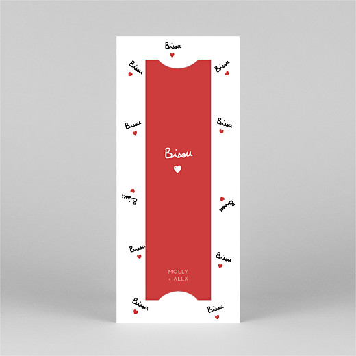 Wedding Thank You Cards Bisou by Mathilde Cabanas (Bookmark) Red - View 2