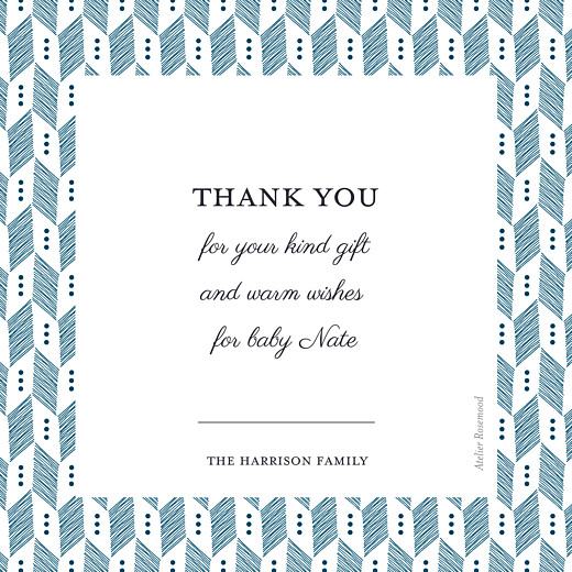 Baby Thank You Cards Chevron Blue - Back