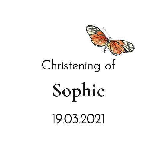 Christening Gift Tags Flora and Fauna White - Front