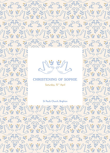 Christening Order of Service Booklets Cover Soaring Blue - Page 1
