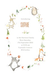 Baby Announcements Forest Friends White