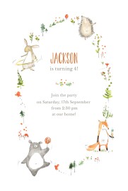 Kids Party Invitations Forest Friends White
