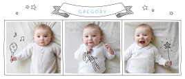 Baby Announcements Panoramic Pictos 3 Photos White