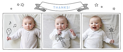 Baby Thank You Cards Panoramic Pictos 3 Photos White - Front