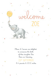 Baby Announcements Baby Elephant Yellow