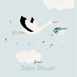 Baby Shower Invitations Stork Blue