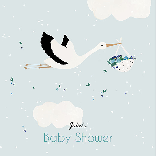 Baby Shower Invitations Stork Blue - Page 1