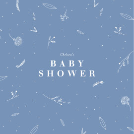 Baby Shower Invitations Elegant Foliage Blue
