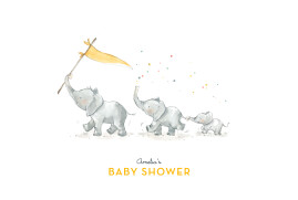 Baby Shower Invitations Elephant Family Yellow