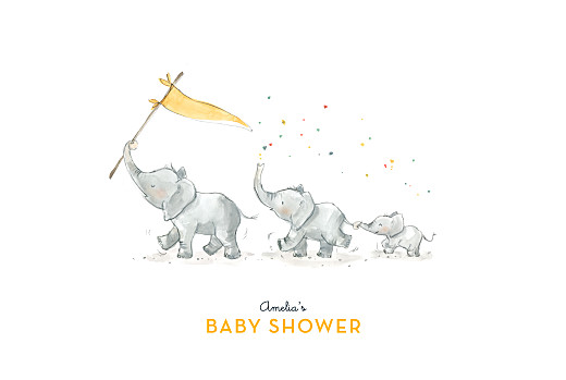 Baby Shower Invitations Elephant Family Yellow - Page 1