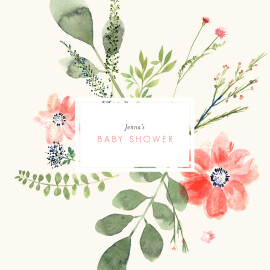 Baby Shower Invitations Spring Blossom White