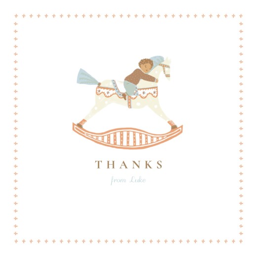 Baby Thank You Cards Rocking Horse (Boy) Brown - Page 1