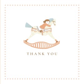 Baby Thank You Cards Rocking Horse (Girl) Chestnut