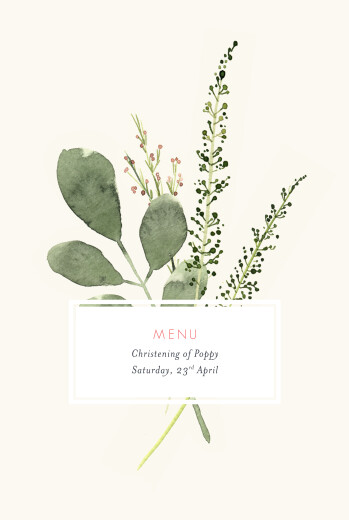 Christening Menus Spring Blossom Beige - Front