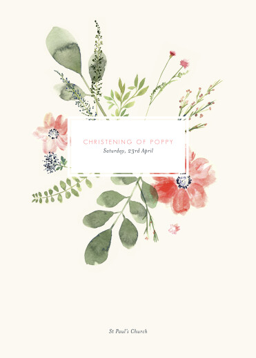 Christening Order of Service Booklets Cover Spring Blossom Beige - Page 1