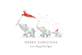 Christmas Cards Elephant Festive Family of 3 White
