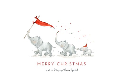 Christmas Cards Elephant Festive Family of 3 White - Page 1