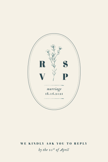 RSVP Cards Floral Minimalist (Portrait) Beige - Front