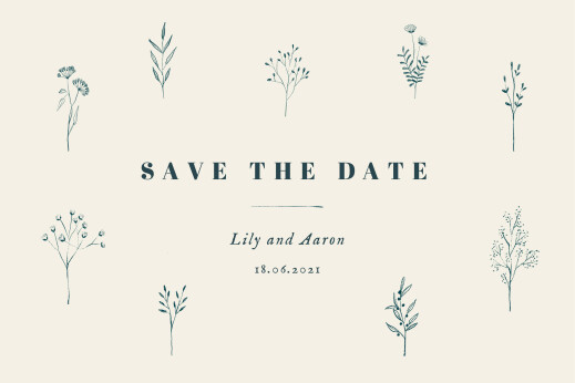 Save The Dates Floral Minimalist Beige - Front