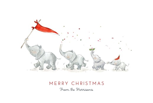 Christmas Cards Elephant Festive Family of 4 White - Page 1