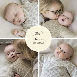 Baby Thank You Cards Floral Minimalist (Medallion) Beige