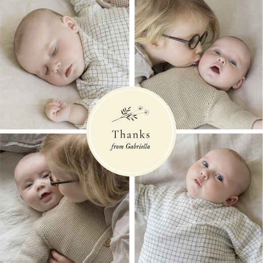Baby Thank You Cards Floral Minimalist (Medallion) Beige - Page 1