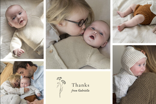 Baby Thank You Cards Floral Minimalist (6 Photos) Beige - Page 1