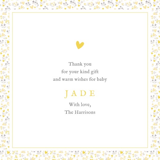 Baby Thank You Cards Liberty Hearts 4 Pages (Foil) Yellow - Page 3