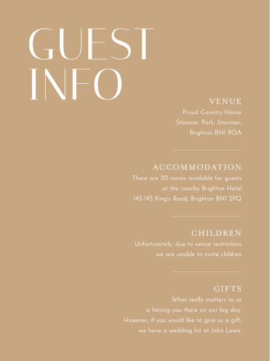 Guest Information Cards The Big Day Blue - Front