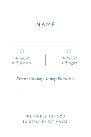 RSVP Cards Calligraphy (Small) Blue - Front