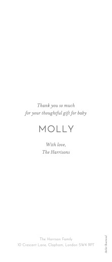 Baby Thank You Cards Panoramic 3 Photos (Portrait) White - Back