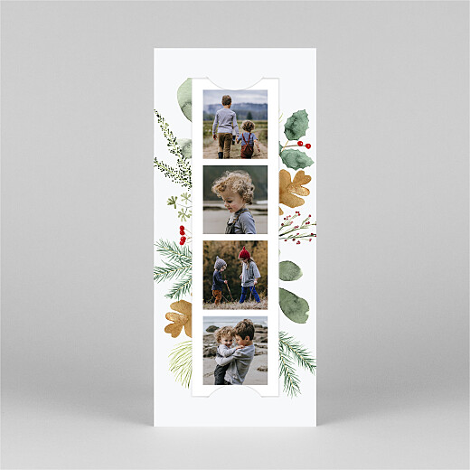 Christmas Cards Watercolour Foliage (Bookmark) White - View 2
