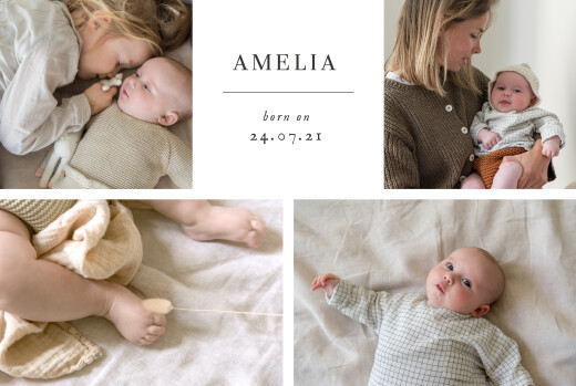 Baby Announcements Sweet Moments (5 photos) White - Front
