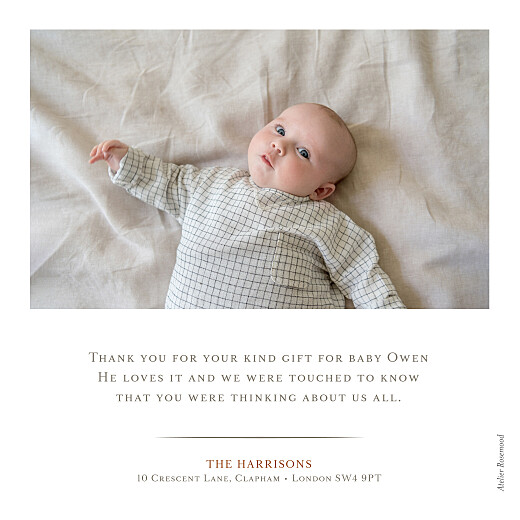 Baby Thank You Cards Nice Detail White - Back