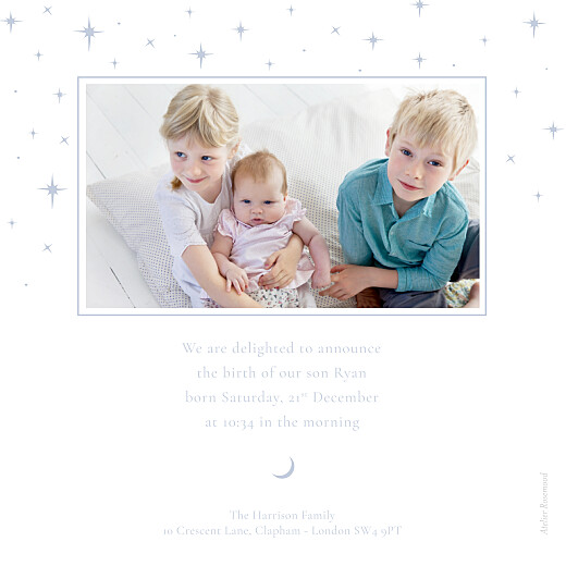 Baby Announcements Under the Stars Blue - Back