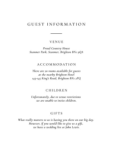 Guest Information Cards Love Poems (Portrait) White - Back