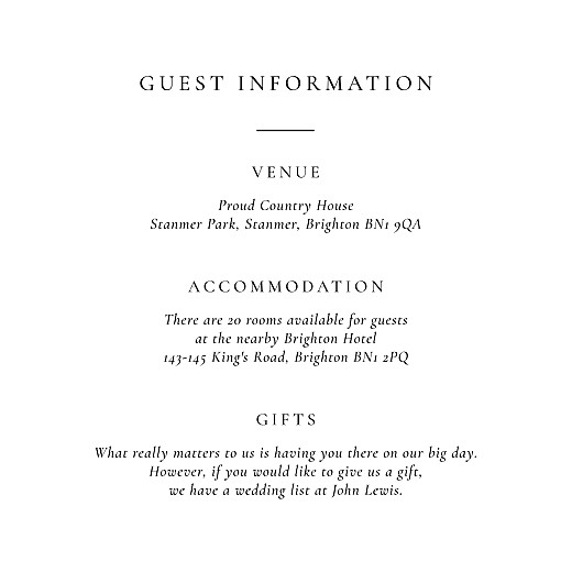 Guest Information Cards Love Poems White - Back