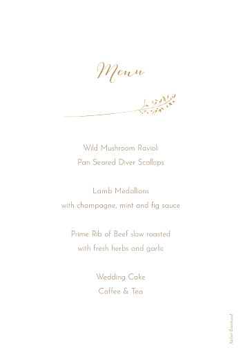 Christening Menus Country Meadow Sand - Back