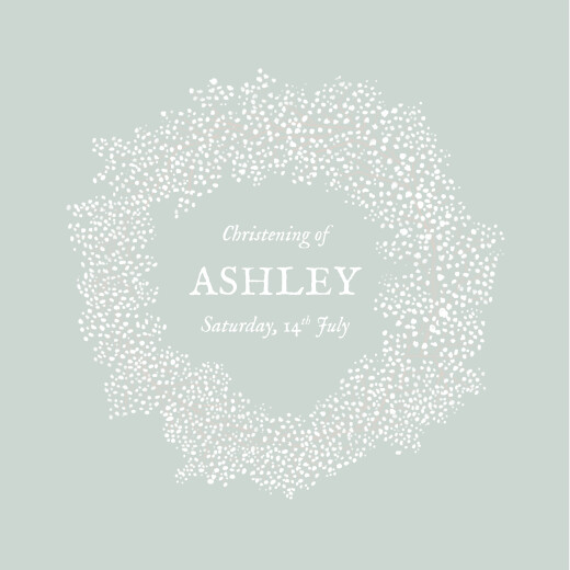 Christening Invitations Baby's Breath Green - Front