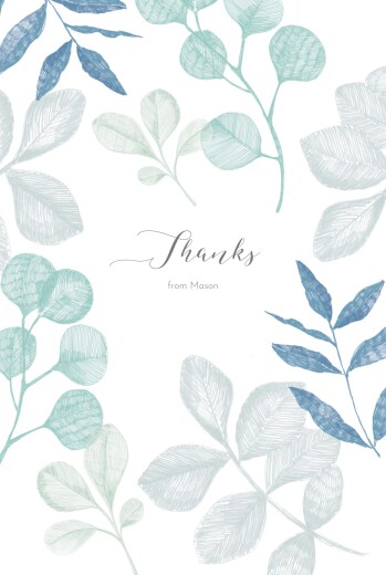 Baby Thank You Cards Midnight Foliage 4 Pages (Portrait) Blue - Page 1