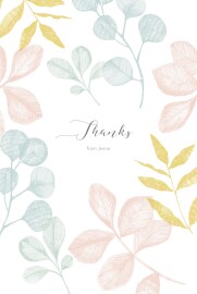 Baby Thank You Cards Midnight Foliage 4 Pages (Portrait) Pink