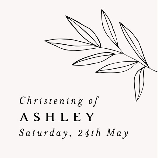 Christening Gift Tags Budding Branch Chalk - Front