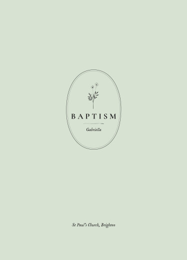 Christening Order of Service Booklets Cover Floral Minimalist Green - Page 1