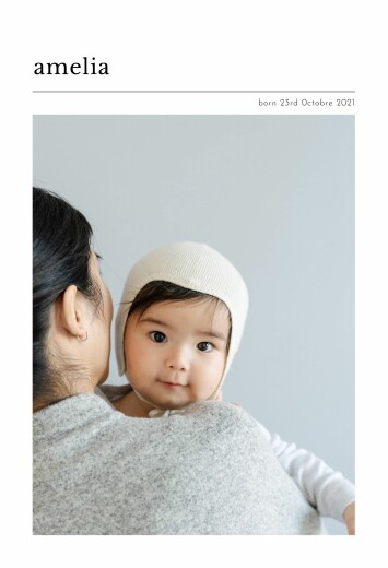 Baby Announcements In Print White - Front