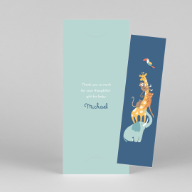 Baby Thank You Cards Animal Family (Bookmark) Blue