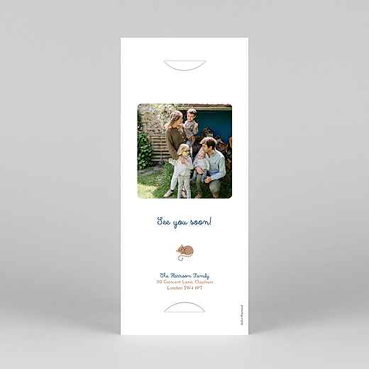 Baby Thank You Cards Animal Family (Bookmark) Blue - View 4