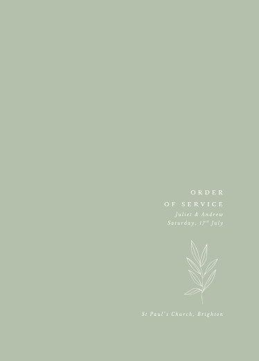 Wedding Order of Service Booklet Covers Budding Branch Green - Page 1