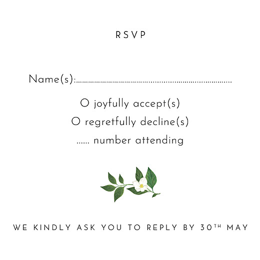 RSVP Cards Love Grows (Square) White - Back
