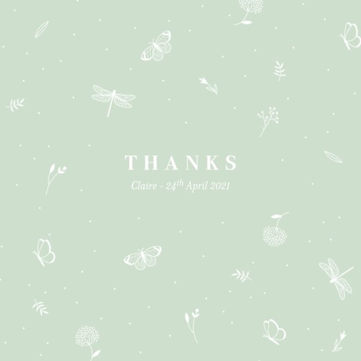 Baby Thank You Cards Elegant Butterflies Green - Page 1